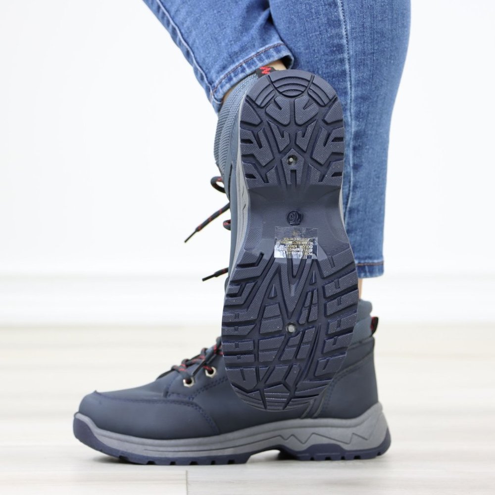 Woman's Hiking Active Waterproof High Top Comfort Sneakers Shoes, Navy - Picture 13 of 13